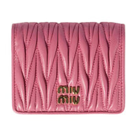 MIU MIU Matelassé Lambskin Card Holder, Wallet Trumpets Women's Autumn Begonia Pink Red