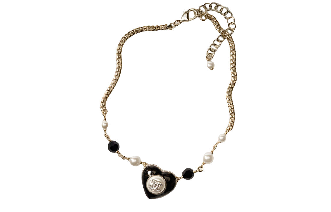 CHANEL Necklaces Women's Black/Gold