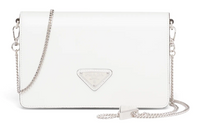 PRADA Leather Small Square Bag With Flap Shoulder Bag Crossbody Bag Women's White
