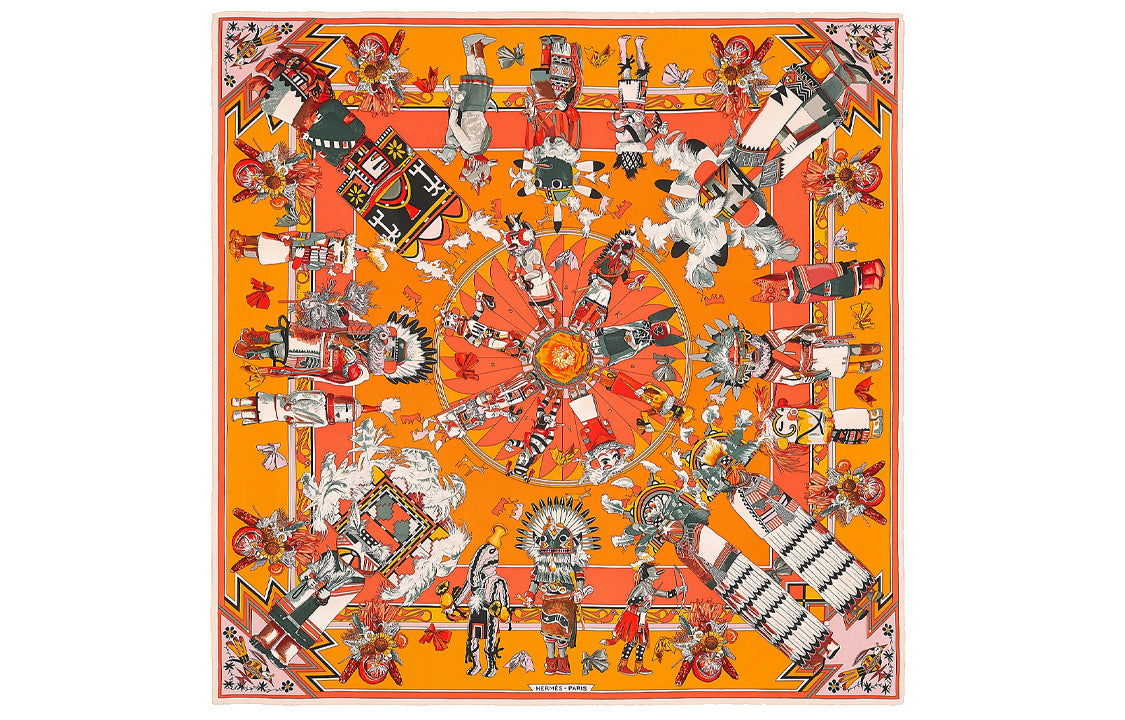 HERMES Silk Scarves Women's Orange