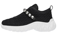 MIU MIU Matelassé Cushioning Anti-Slip And Wear-Resistant Low-Top Casual Shoes Women's Black