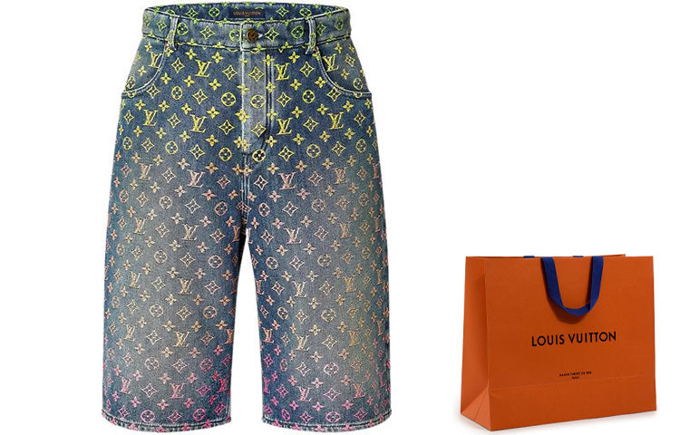 LOUIS VUITTON Rainbow Monogram Denim Shorts