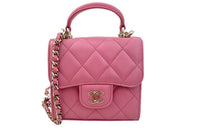 CHANEL Sheepskin Handbag Shoulder Bag Crossbody Bag Small Size Women's Pink