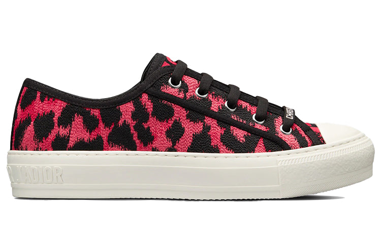 DIOR Walk'n'Dior Low Top Stylish Skateboarding Shoes Women's Black Pink Leopard Print