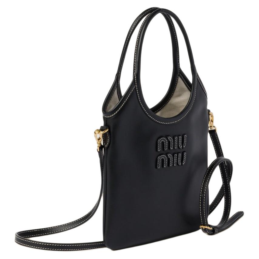 MIU MIU Ivy Leather Shoulder Bag, Crossbody Bag, Handbag Regular Women's Black