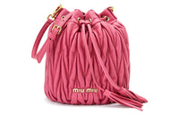 MIU MIU Sheepskin Bucket Bag Portable Crossbody Bag Shoulder Bag Women's Peach Pink