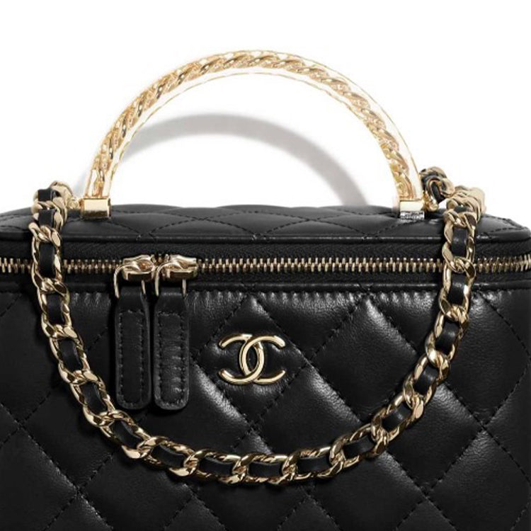 CHANEL Lambskin Box Bag Shoulder Bag Crossbody Bag Handbag Women's Black