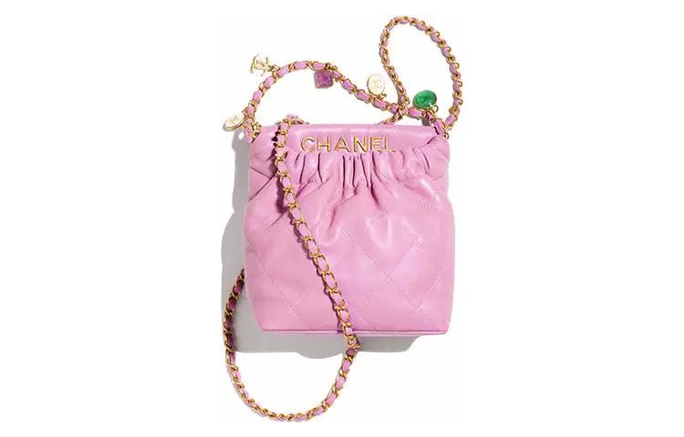 CHANEL 22Bag Lambskin Tote Bag Shopping Bag Bucket Bag Shoulder Bag Crossbody Bag Small Size Women's Pink