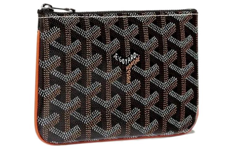 GOYARD SENAT Canvas With Calfskin Wallet Card Holder Clutch Mini Unisex Brown