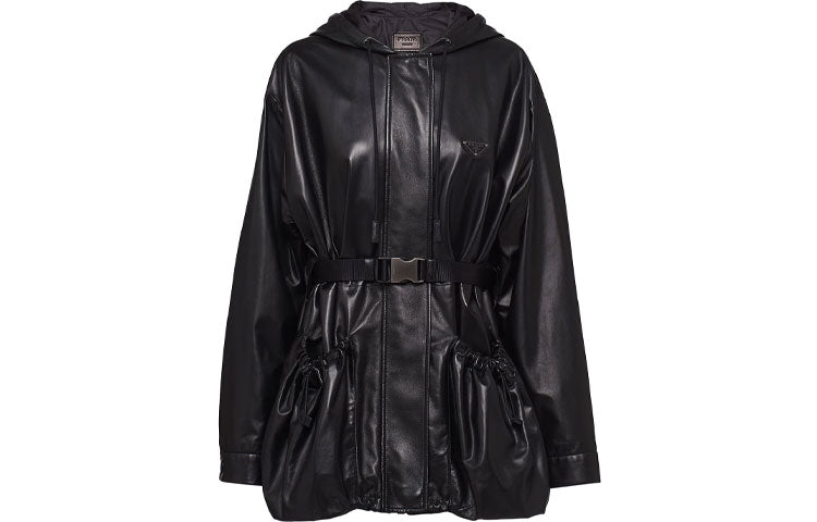 PRADA FW21 Leather Jacket Women's Black