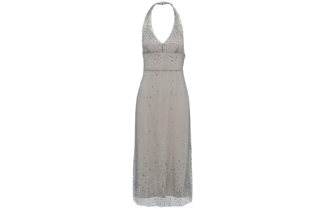 PRADA Crystal embroidered Halterneck Tulle Dress