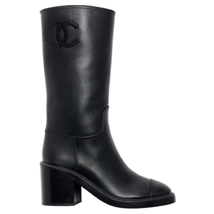 CHANEL Knee-high Boots Women's Black