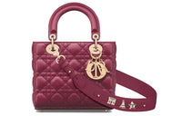 DIOR Lady DiorMy ABCDior Lambskin Shoulder Bag Crossbody Bag Handbag Small Size Women's Dark Purple Red