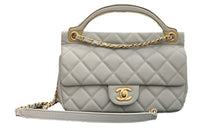 CHANEL Lambskin Flap Bag Hanger, Shoulder Bag, Crossbody Bag Small Size Women's Gray