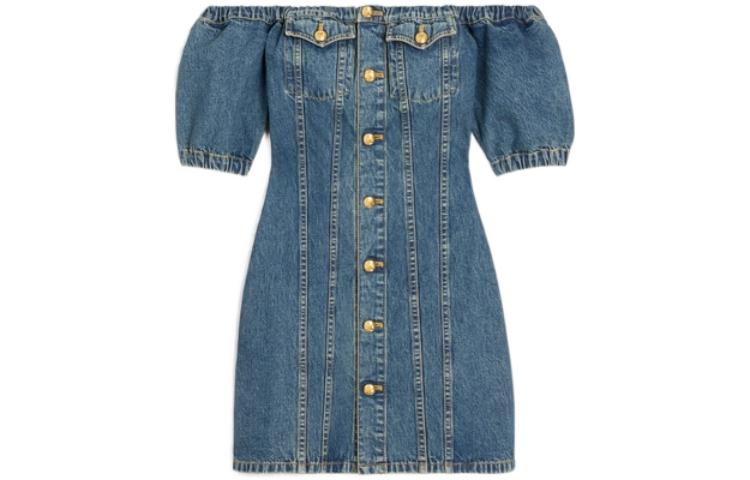 CELINE Lolita Buttoned Off Shoulder Dress