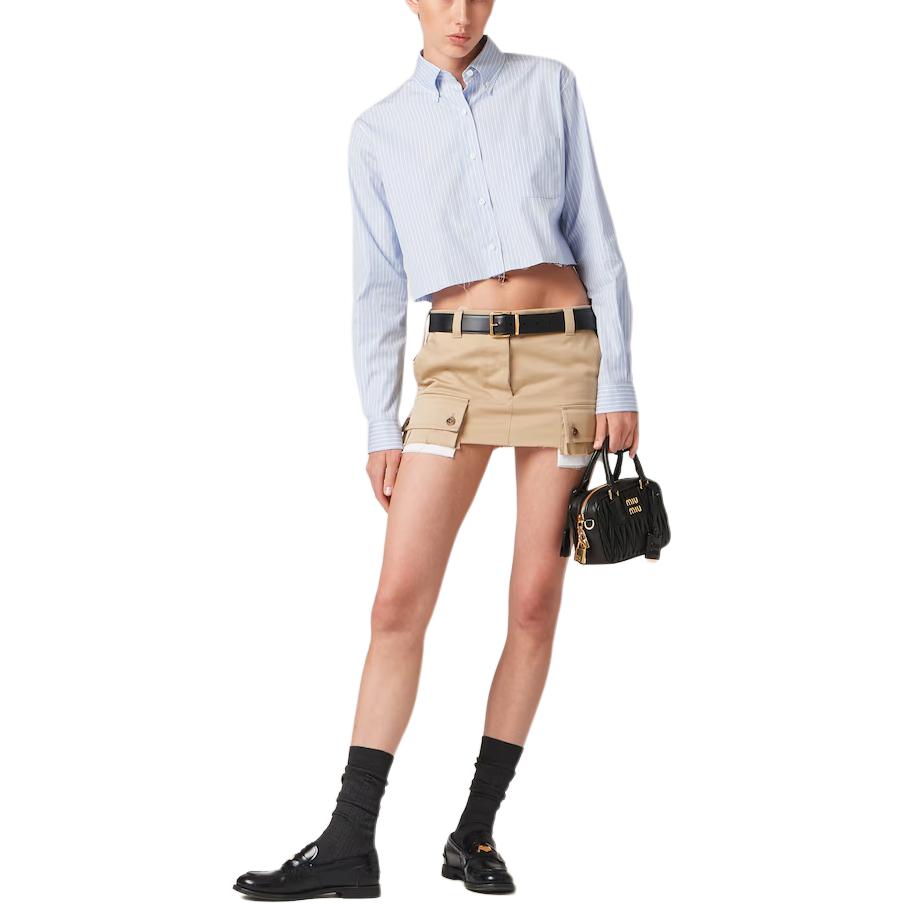 MIU MIU Chino Logo Detailed Mini Skirt
