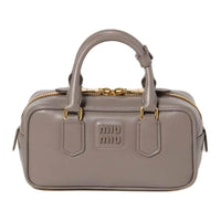 MIU MIU Arcadie Series Leather Shoulder Bag Crossbody Bag Handbag Small Size Women's Clay Gray