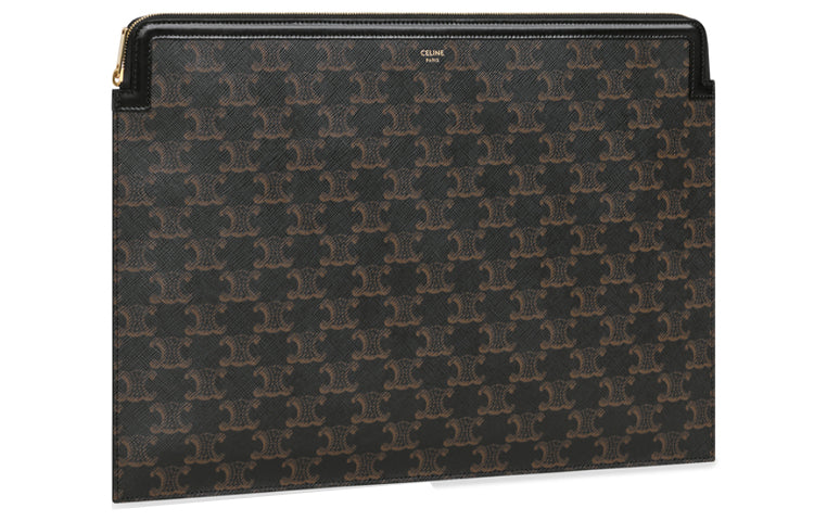 CELINE Artificial Leather And Cow Leather Document Folder Clutch Men's Black