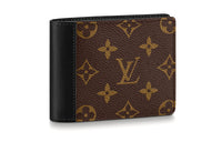 LOUIS VUITTON Multiple Coated Canvas Cow Leather Patchwork Wallet Men's Brown