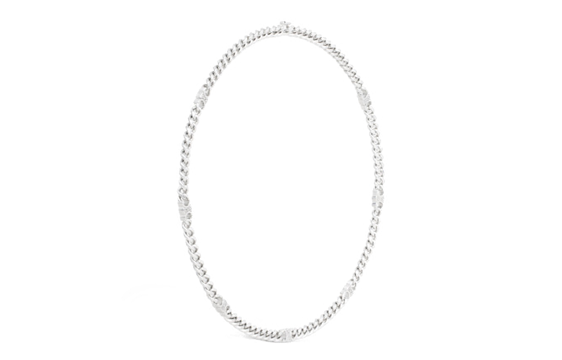CELINE Triomphe Small Gourmette Necklace In Brass With Rhodium Finish