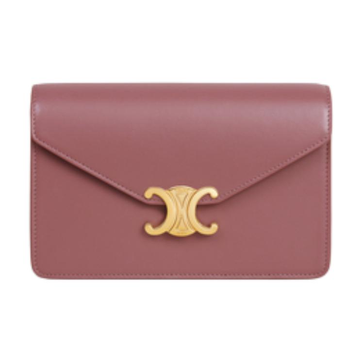 CELINE Calfskin Shoulder Bag Crossbody Bag Wallet Women's Vintage Rose
