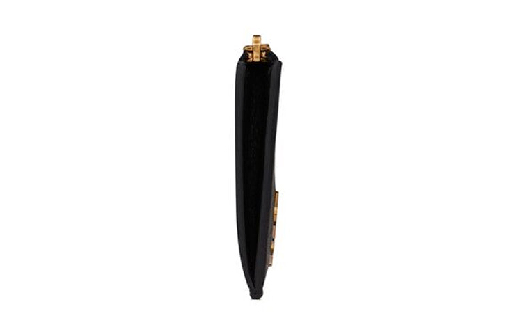 SAINT LAURENT Monogram Grained Leather Card Clip Card Holder Women's Black