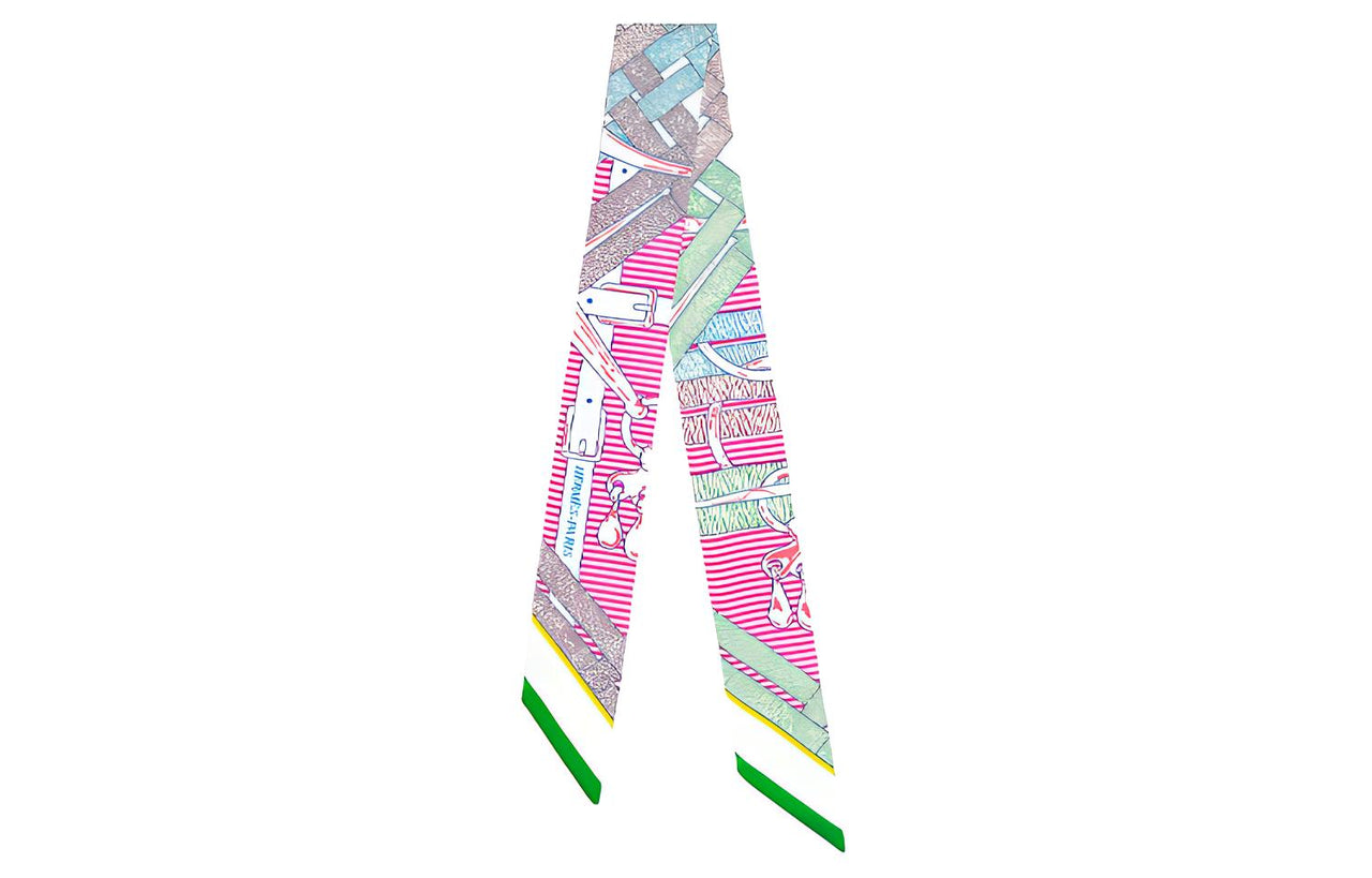 HERMES Silk Silk Scarves Women's Green Pink