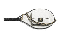 CHANEL Cotton With Canvas And Calfskin Canvas Bag One Shoulder Crossbody Clutch Women's White