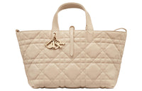 DIOR Cow Leather Native Handbag Medium Size Women's Pink Beige