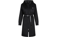PRADA Logo Plaque Zipped Hooded Coat