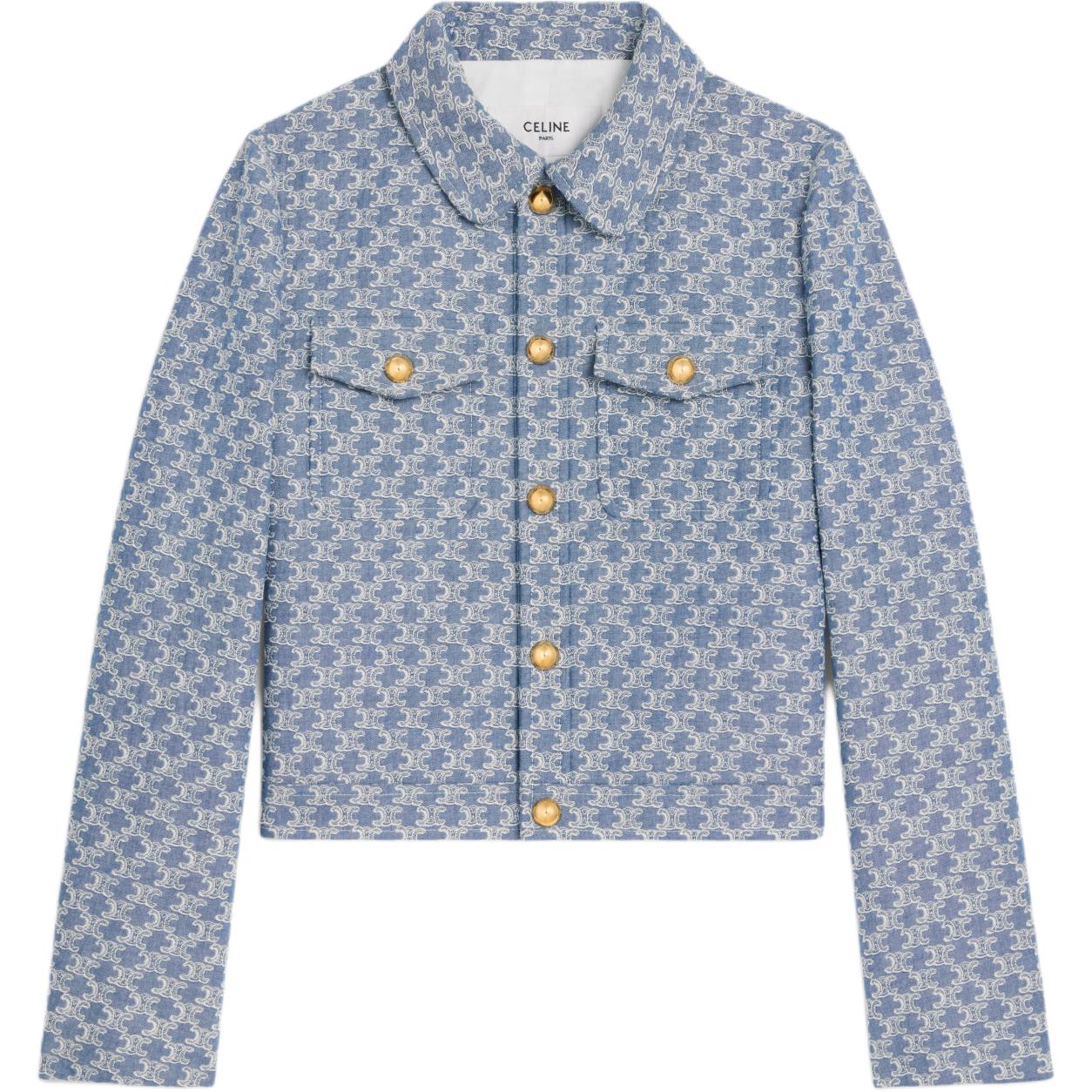 CELINE Trucker Jacket In Monogram Chambray Cotton