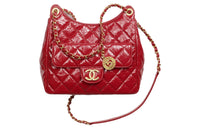 CHANEL HOBO Tmall Genie Calfskin Hobo Bag Shoulder Crossbody Bag Medium Size Women's Red