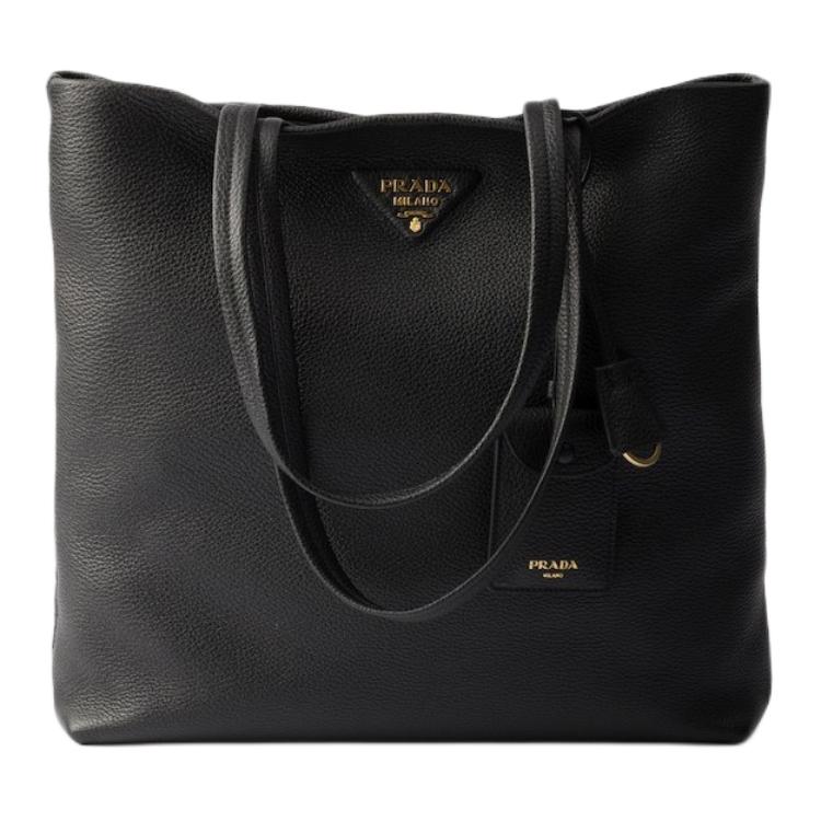 PRADA Calfskin Tote Bag, Shopping Bag, Handbag, Shoulder Bag Tubas Women's Black