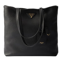 PRADA Calfskin Tote Bag, Shopping Bag, Handbag, Shoulder Bag Tubas Women's Black