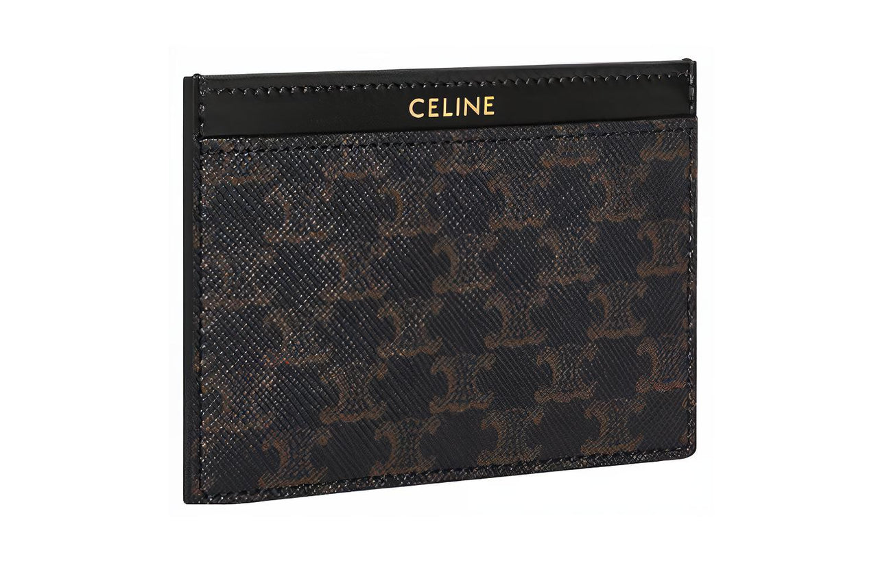 CELINE Triomphe Cow Leather Binding Card Holder Men's Black