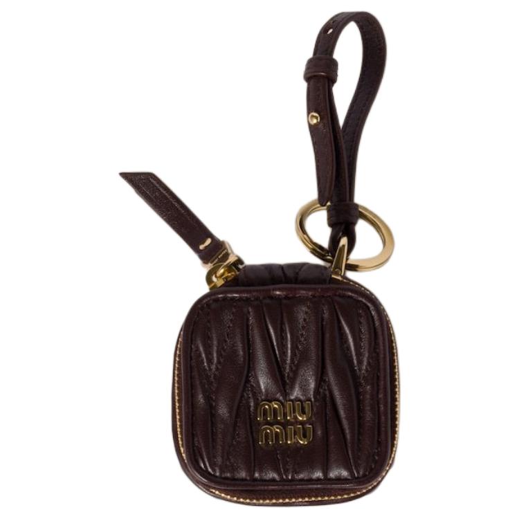 MIU MIU Lambskin Bag Accessory Women's Umber