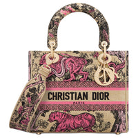 DIOR DIORIVIERALady D Lite Embroidery Dior Bag Shoulder Bag Crossbody Bag Handbag Medium Size Women's Candy Pink
