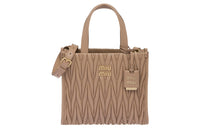 MIU MIU Matelassé Soft Sheep Leather Tote Bag Shopping Bag Shoulder Bag Crossbody Bag Handbag Women's Beige