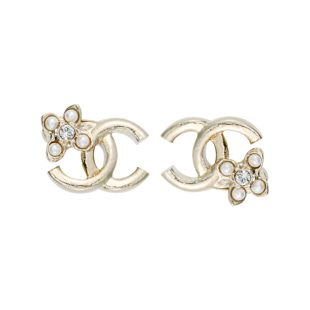 CHANEL Metal Stud Earrings Women's Gold