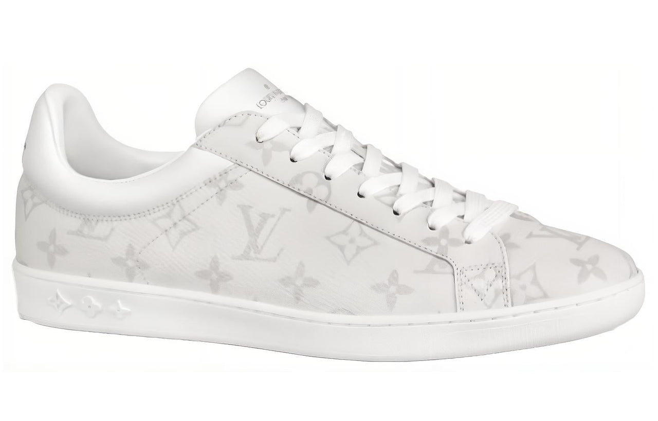 LOUIS VUITTON Luxembourg Low Top Stylish Skateboarding Shoes Men's Gray White