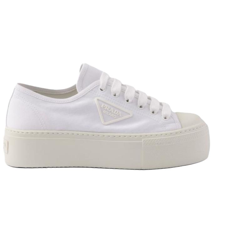 PRADA Low Top Skateboard Shoes Women's White