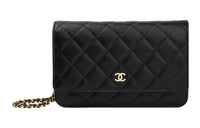 CHANEL Wallet On Chain Quilted Caviar Gold-tone Black