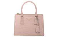 PRADA Galleria Killer Bag Crocodile Leather Shoulder Bag Crossbody Bag Handbag Small Size Women's Pink