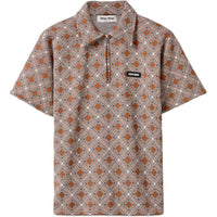 MIU MIU Silk Check Polo Shirt Tabacco