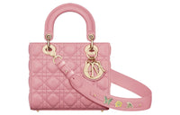 DIOR Lady DiorMy ABCDior Sheepskin Shoulder Bag Crossbody Bag Handbag Small Size Women's Peach Pink