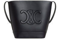 CELINE Cuir Triomphe Smooth Cow Leather Bucket Bags Shoulder Bag Crossbody Bag Small Size Women's Black