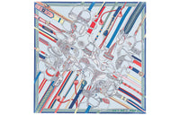 HERMES Silk Scarves Women's Sky Blue/Coral Red/Multicolor
