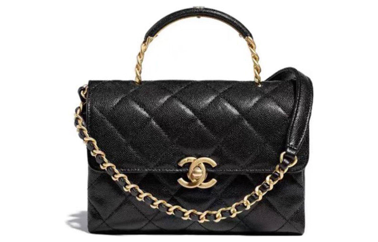 CHANEL Grained Embossed Cow Leather Handbag Shoulder Bag Crossbody Bag Mini Women's Black