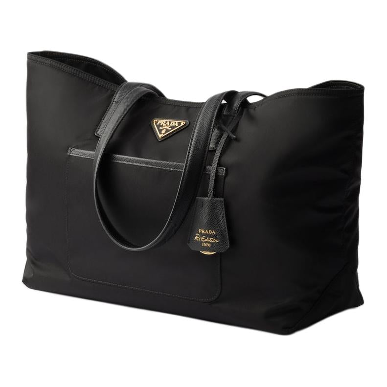 PRADA Re Edition Polyamide Tote Bag, Shopping Bag, Handbag, Shoulder Bag Medium Size Women's Black