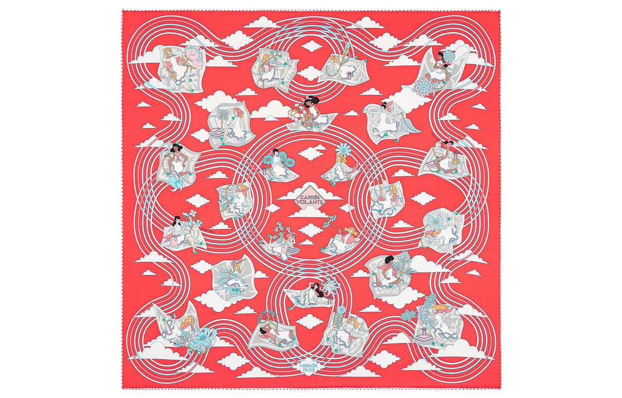 HERMES Silk Scarves Women's Red
